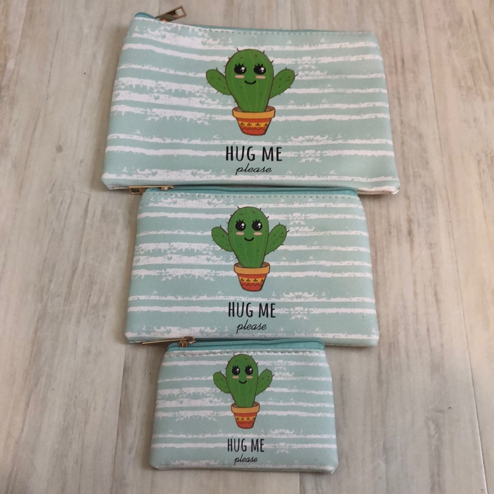 3 Piece Cactus Cosmetic Bags - Picture 2 of 6